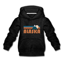 Alaska Youth Hoodie - Retro Mountain Youth Alaska Hooded Sweatshirt - charcoal gray