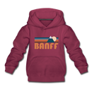 Banff, Canada Youth Hoodie - Retro Mountain Youth Banff Hooded Sweatshirt - burgundy