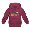 Banff, Canada Youth Hoodie - Retro Mountain Youth Banff Hooded Sweatshirt - burgundy