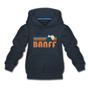 Banff, Canada Youth Hoodie - Retro Mountain Youth Banff Hooded Sweatshirt - navy