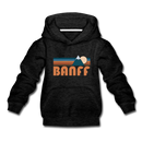 Banff, Canada Youth Hoodie - Retro Mountain Youth Banff Hooded Sweatshirt - charcoal gray