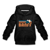Banff, Canada Youth Hoodie - Retro Mountain Youth Banff Hooded Sweatshirt - charcoal gray