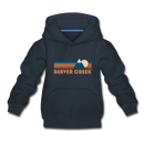 Beaver Creek, Colorado Youth Hoodie - Retro Mountain Youth Beaver Creek Hooded Sweatshirt - navy