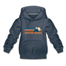 Beaver Creek, Colorado Youth Hoodie - Retro Mountain Youth Beaver Creek Hooded Sweatshirt - heather denim