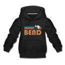 Bend, Oregon Youth Hoodie - Retro Mountain Youth Bend Hooded Sweatshirt - black