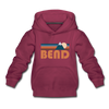 Bend, Oregon Youth Hoodie - Retro Mountain Youth Bend Hooded Sweatshirt - burgundy