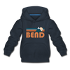 Bend, Oregon Youth Hoodie - Retro Mountain Youth Bend Hooded Sweatshirt - navy