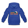 Big Bear, California Youth Hoodie - Retro Mountain Youth Big Bear Hooded Sweatshirt - royal blue