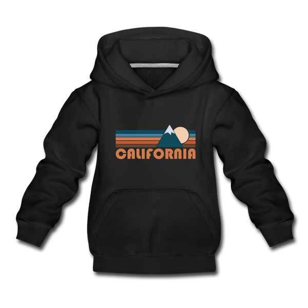 California Youth Hoodie - Retro Mountain Youth California Hooded Sweatshirt - black