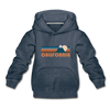 California Youth Hoodie - Retro Mountain Youth California Hooded Sweatshirt - heather denim