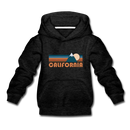 California Youth Hoodie - Retro Mountain Youth California Hooded Sweatshirt - charcoal gray