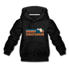 California Youth Hoodie - Retro Mountain Youth California Hooded Sweatshirt - charcoal gray