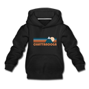 Chattanooga, Tennessee Youth Hoodie - Retro Mountain Youth Chattanooga Hooded Sweatshirt - black