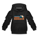 Boulder, Colorado Youth Hoodie - Retro Mountain Youth Boulder Hooded Sweatshirt - black