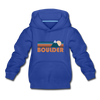 Boulder, Colorado Youth Hoodie - Retro Mountain Youth Boulder Hooded Sweatshirt - royal blue