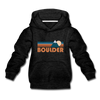 Boulder, Colorado Youth Hoodie - Retro Mountain Youth Boulder Hooded Sweatshirt - charcoal gray