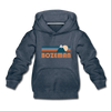 Bozeman, Montana Youth Hoodie - Retro Mountain Youth Bozeman Hooded Sweatshirt - heather denim
