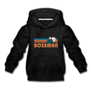 Bozeman, Montana Youth Hoodie - Retro Mountain Youth Bozeman Hooded Sweatshirt - charcoal gray