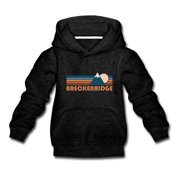 Breckenridge, Colorado Youth Hoodie - Retro Mountain Youth Breckenridge Hooded Sweatshirt - charcoal gray
