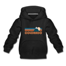 Colorado Youth Hoodie - Retro Mountain Youth Colorado Hooded Sweatshirt - black