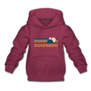 Colorado Youth Hoodie - Retro Mountain Youth Colorado Hooded Sweatshirt - burgundy
