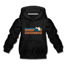 Colorado Youth Hoodie - Retro Mountain Youth Colorado Hooded Sweatshirt - charcoal gray