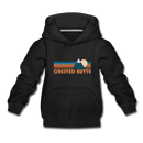 Crested Butte, Colorado Youth Hoodie - Retro Mountain Youth Crested Butte Hooded Sweatshirt - black