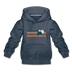 Crested Butte, Colorado Youth Hoodie - Retro Mountain Youth Crested Butte Hooded Sweatshirt - heather denim