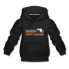 Fort Collins, Colorado Youth Hoodie - Retro Mountain Youth Fort Collins Hooded Sweatshirt - black