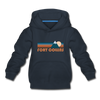 Fort Collins, Colorado Youth Hoodie - Retro Mountain Youth Fort Collins Hooded Sweatshirt - navy