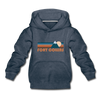 Fort Collins, Colorado Youth Hoodie - Retro Mountain Youth Fort Collins Hooded Sweatshirt - heather denim