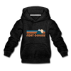 Fort Collins, Colorado Youth Hoodie - Retro Mountain Youth Fort Collins Hooded Sweatshirt - charcoal gray