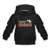 Idaho Youth Hoodie - Retro Mountain Youth Idaho Hooded Sweatshirt - black