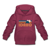 Idaho Youth Hoodie - Retro Mountain Youth Idaho Hooded Sweatshirt - burgundy