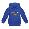 Idaho Youth Hoodie - Retro Mountain Youth Idaho Hooded Sweatshirt - royal blue