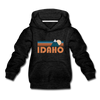 Idaho Youth Hoodie - Retro Mountain Youth Idaho Hooded Sweatshirt - charcoal gray