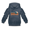Denver, Colorado Youth Hoodie - Retro Mountain Youth Denver Hooded Sweatshirt - heather denim