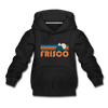 Frisco, Colorado Youth Hoodie - Retro Mountain Youth Frisco Hooded Sweatshirt - black