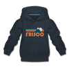 Frisco, Colorado Youth Hoodie - Retro Mountain Youth Frisco Hooded Sweatshirt - navy