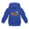 Frisco, Colorado Youth Hoodie - Retro Mountain Youth Frisco Hooded Sweatshirt - royal blue
