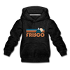 Frisco, Colorado Youth Hoodie - Retro Mountain Youth Frisco Hooded Sweatshirt - charcoal gray