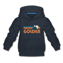 Golden, Colorado Youth Hoodie - Retro Mountain Youth Golden Hooded Sweatshirt - navy
