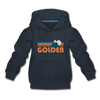 Golden, Colorado Youth Hoodie - Retro Mountain Youth Golden Hooded Sweatshirt - navy