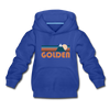 Golden, Colorado Youth Hoodie - Retro Mountain Youth Golden Hooded Sweatshirt - royal blue