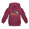 Durango, Colorado Youth Hoodie - Retro Mountain Youth Durango Hooded Sweatshirt - burgundy