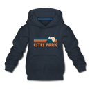 Estes Park, Colorado Youth Hoodie - Retro Mountain Youth Estes Park Hooded Sweatshirt - navy