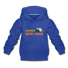 Estes Park, Colorado Youth Hoodie - Retro Mountain Youth Estes Park Hooded Sweatshirt - royal blue