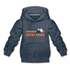 Estes Park, Colorado Youth Hoodie - Retro Mountain Youth Estes Park Hooded Sweatshirt - heather denim