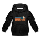 Estes Park, Colorado Youth Hoodie - Retro Mountain Youth Estes Park Hooded Sweatshirt - charcoal gray