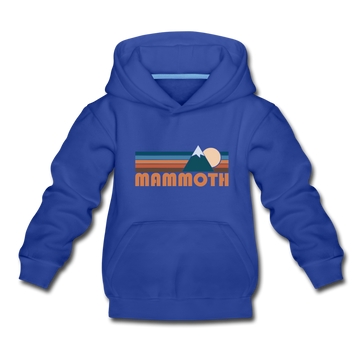 Mammoth, California Youth Hoodie - Retro Mountain Youth Mammoth Hooded Sweatshirt - royal blue